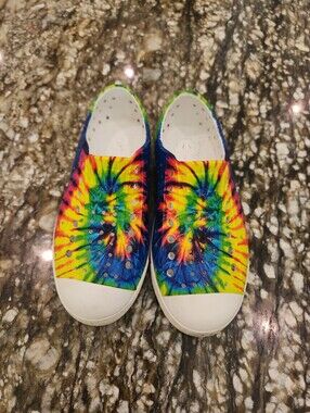 Native Kids Tie-Dye Slip-On Sneakers - Rainbow
